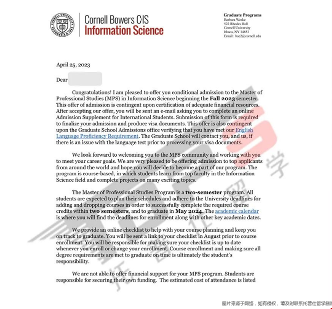 康奈爾大學信息科學碩士錄取案例.png