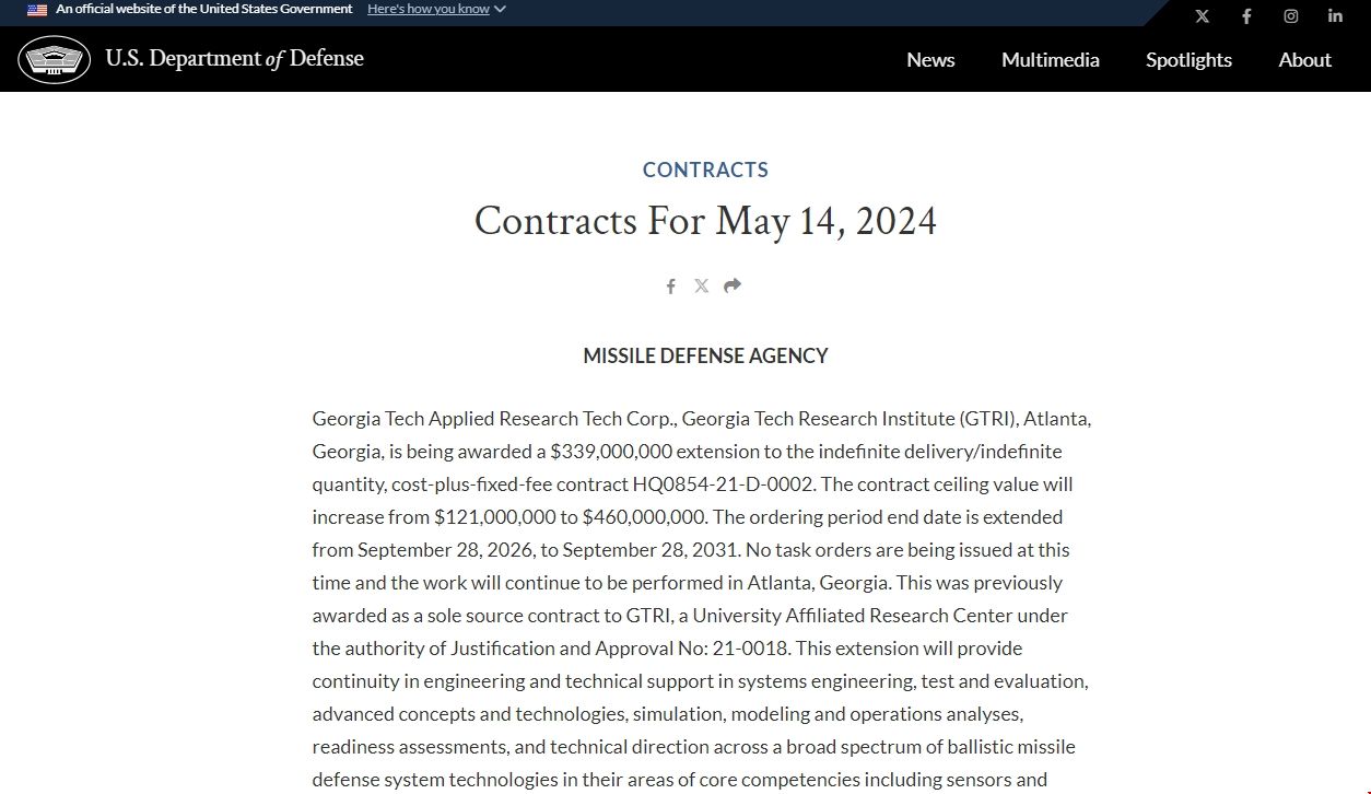 佐治亞理工學院獲得數億MDA延期合同.png